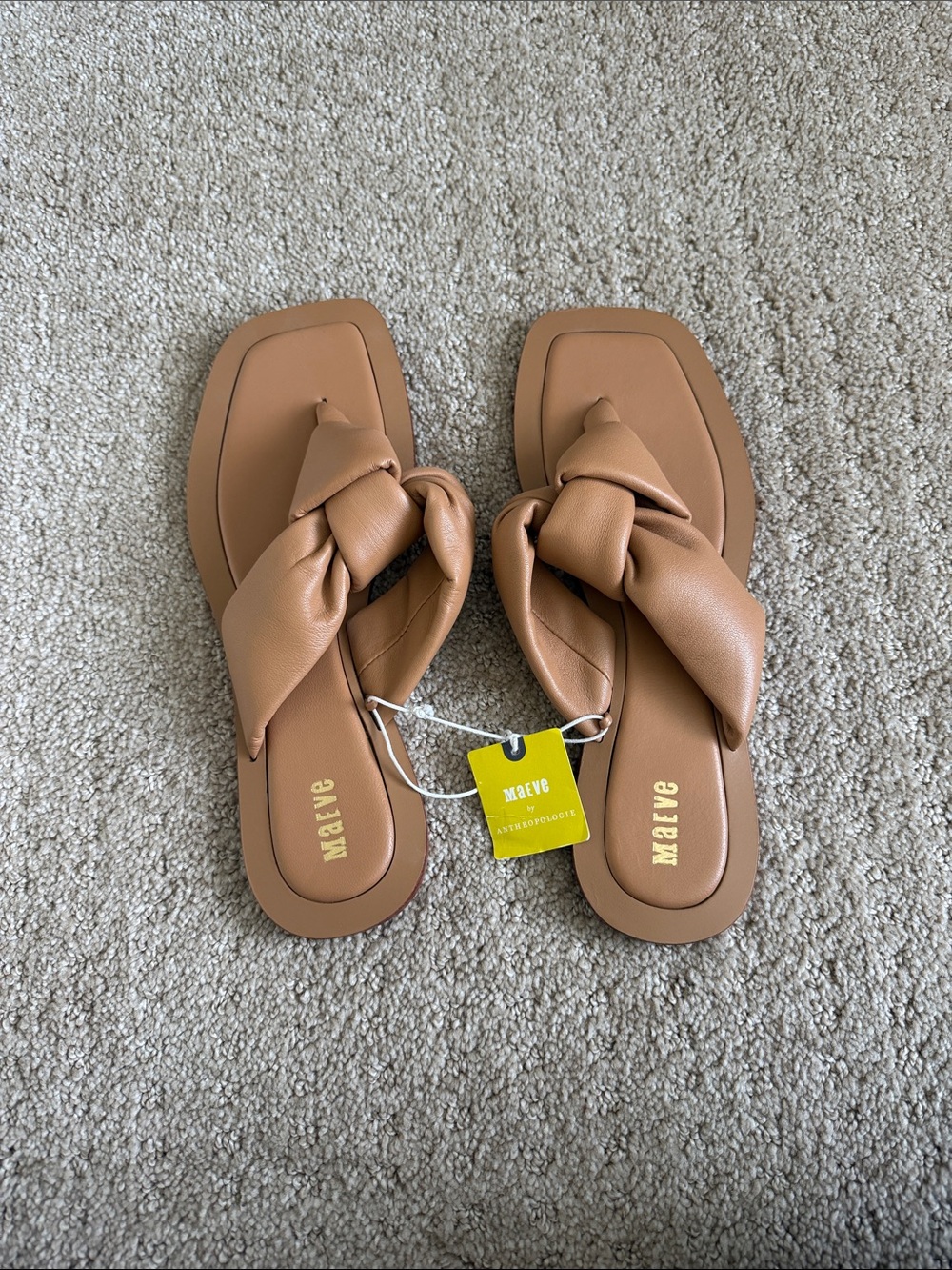 Maeve Cognac Knotted Toe-Post Sandals